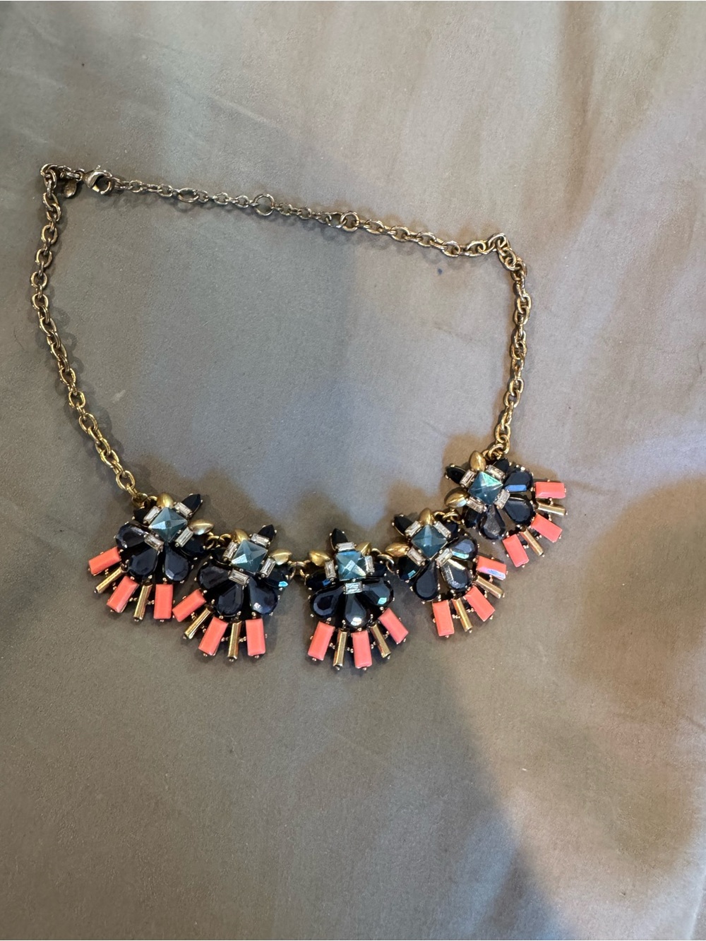 Jcrew Statement Floral Cluster Necklace in Navy and Coral
